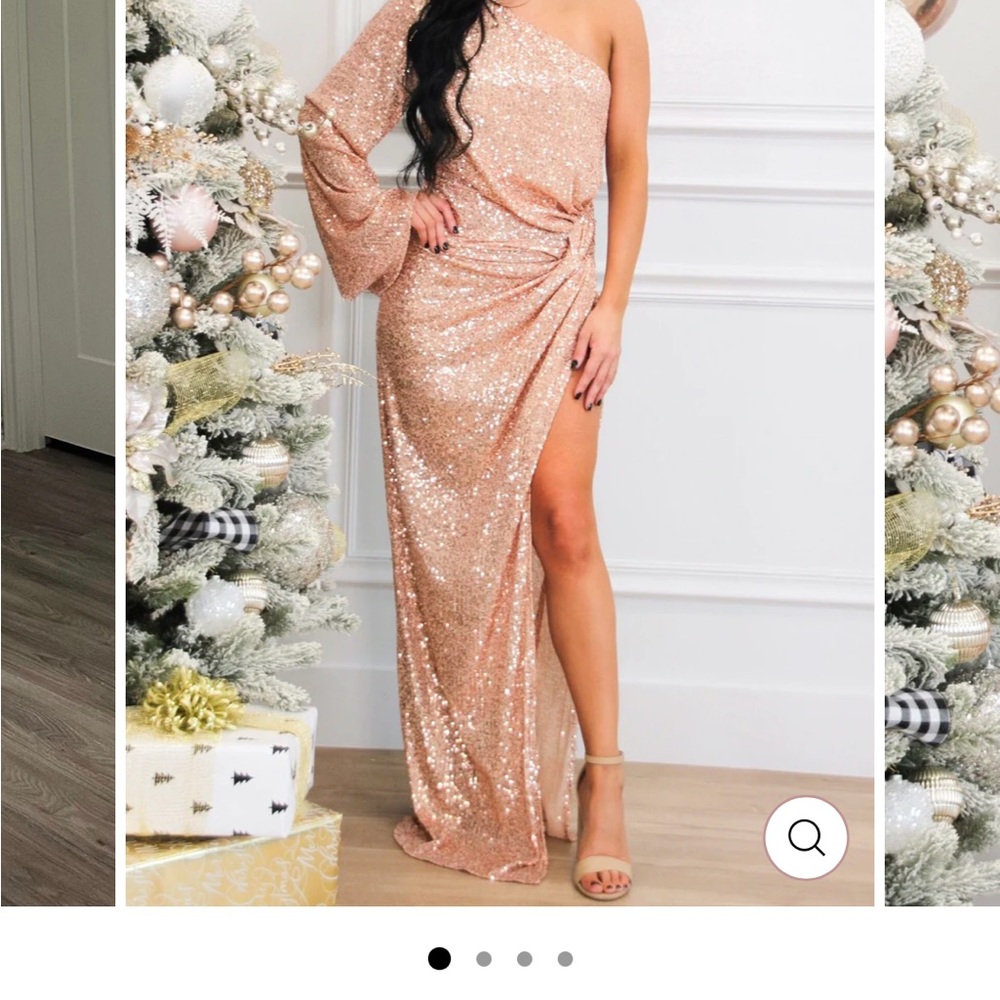 One-Shoulder Sequin Gown - Picture 2 of 8